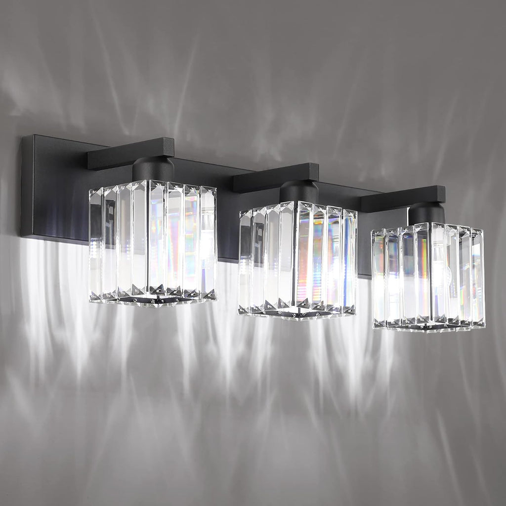 Black Vanity Light Bathroom Lighting Fixtures 3 Light Crystal Modern Bathroom Vanity Light (Exclude Bulb)