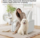 ANJ White Power Recliner Chair Electric Home Theater Seating Soft Leather Movie Chair for Living Room Overstuffed