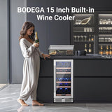 15 Inch Wine Fridge, 30 Bottles Dual Zone Wine Cooler, 41-68°F Wine Refrigerator