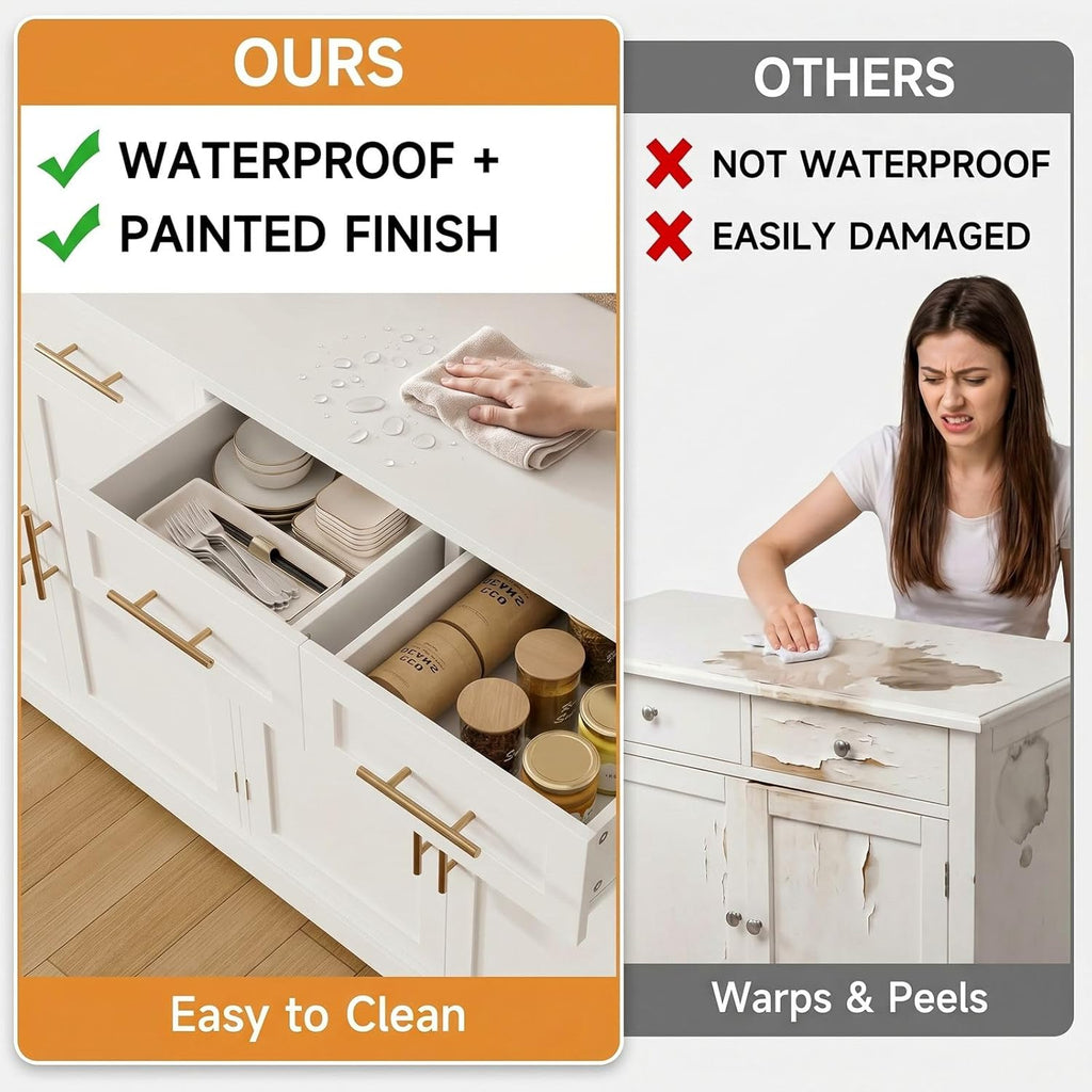 60" Large Buffet Sideboard with Storage, 36" Tall Kitchen Buffet Storage Cabinet with 4 Drawers