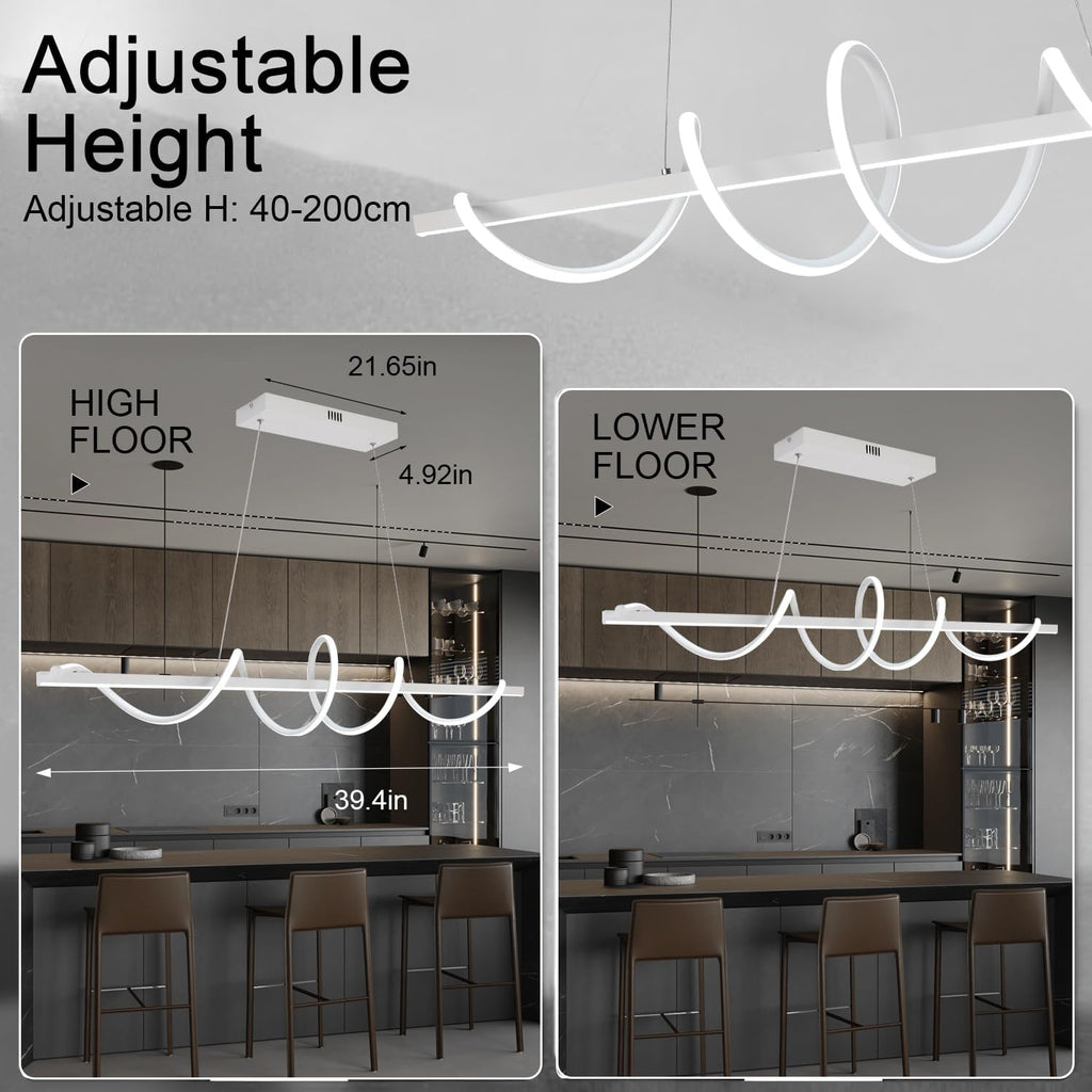 47.24inch Dimmable LED Pendant Chandelier 3000K-6500K Color Brightness Adjustable with Remote