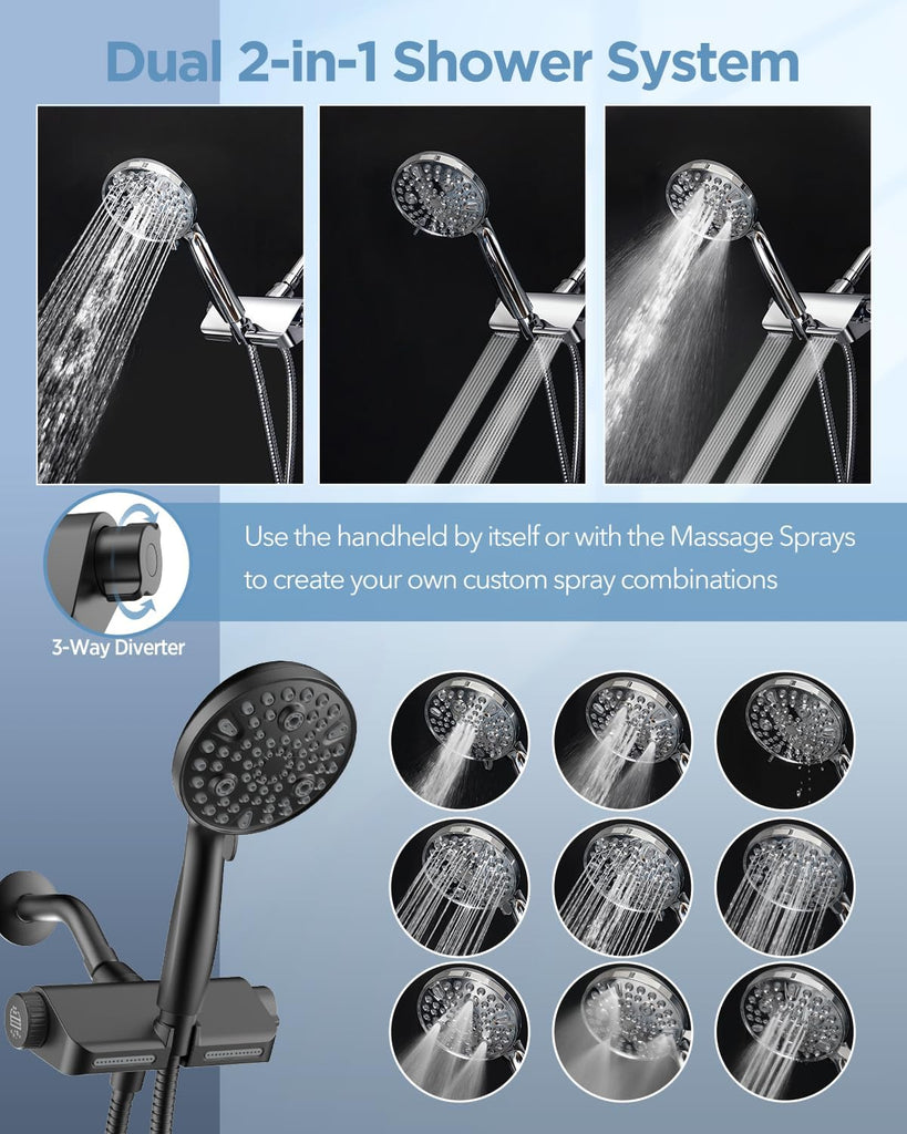 Filtered Shower Head with Handheld Combo Matte Black