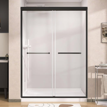 Shower Door 44-48 in. W x 75 in. H Semi-Frameless Double Sliding Glass Shower Doors