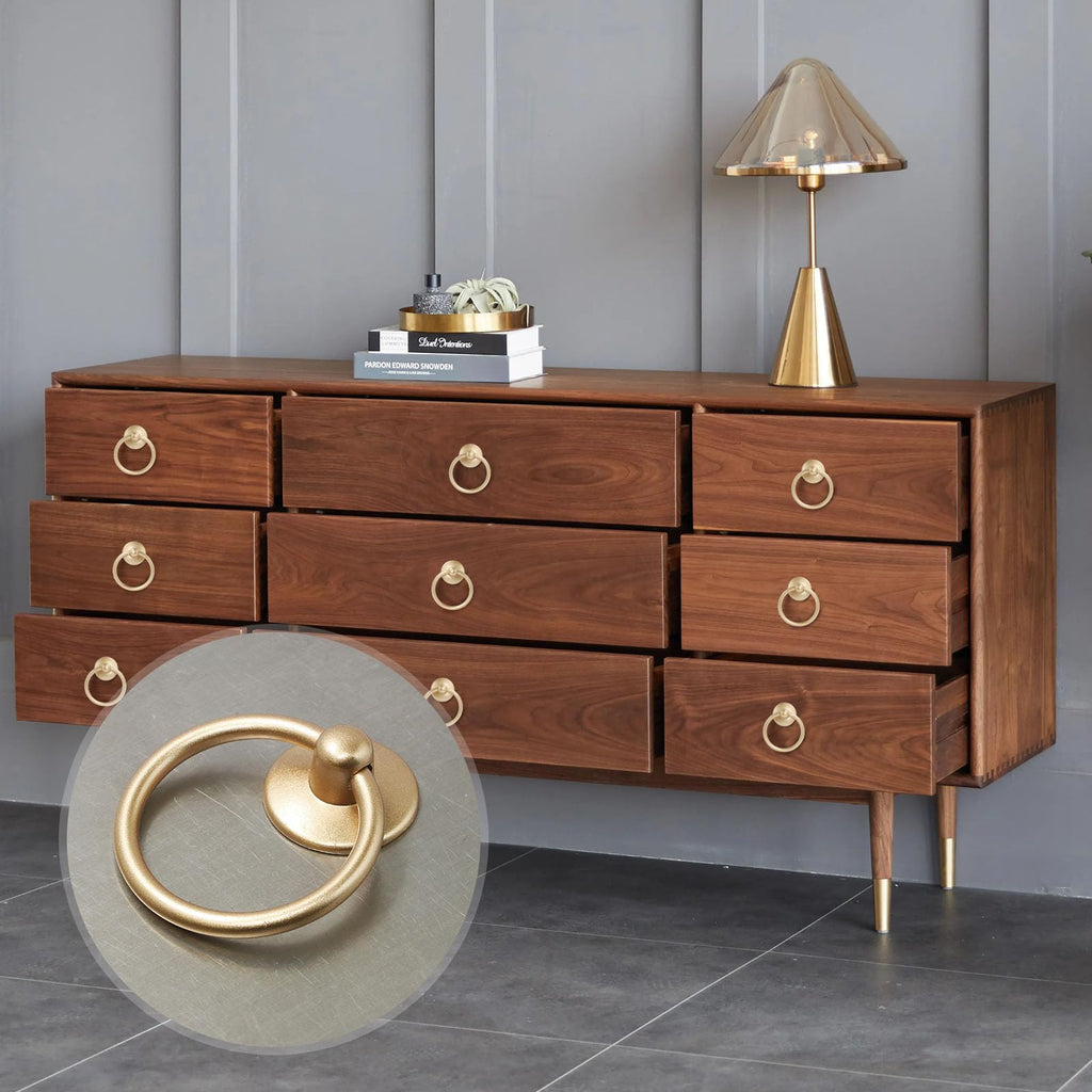 12pcs Drop Ring Drawer Pulls - Champagne Gold