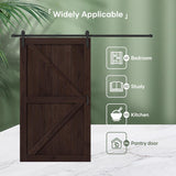 48in x 84in Brown Wood Barn Door with 8ft Barn Door Hardware Track Kit Included, Double Surfaces,Sim