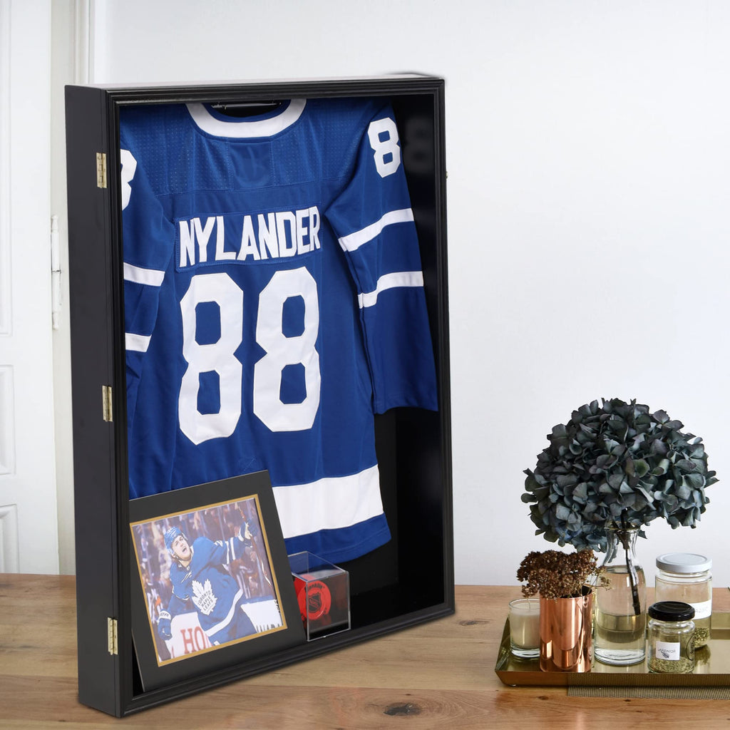 Large Jersey Display Case Frame Deep Shadow Box with Room for XL Baseball Football or Hockey Military Uniform