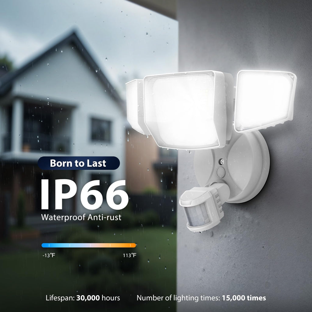 Outdoor Motion Sensor Light, Dusk to Dawn Outside Lighting, White