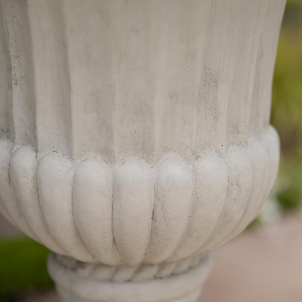 Italian Urn Planter - Antique White MGO Weather-Resistant - Large Classic Urn for Indoor Outdoor Garden, Patio or