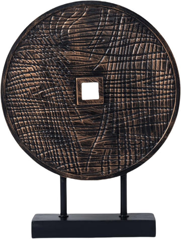 Unique Round Coin Sculpture Decorative Objects for Shelf Home Decor Accents, Modern Abstract Tabletop Decor Items