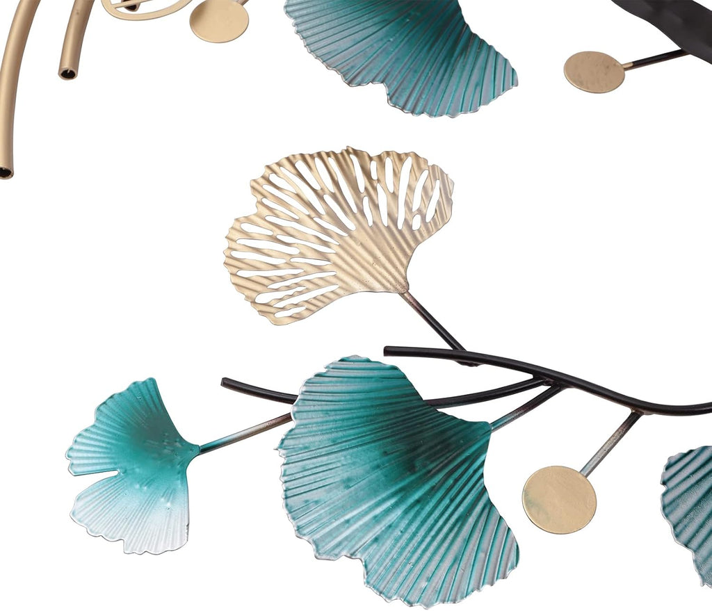3D Ginkgo Tree Leaf Metal Wall Art, Ginkgo Leaf Metal Art Decor 3D Wall Sculpture with Baking Paint Process