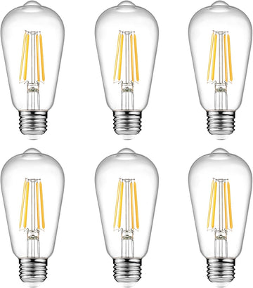 Vintage LED Edison Bulbs 6W, Equivalent 60W Incandescent, Non-Dimmable, Warm White 2700K, ST58 Antique LED Filament