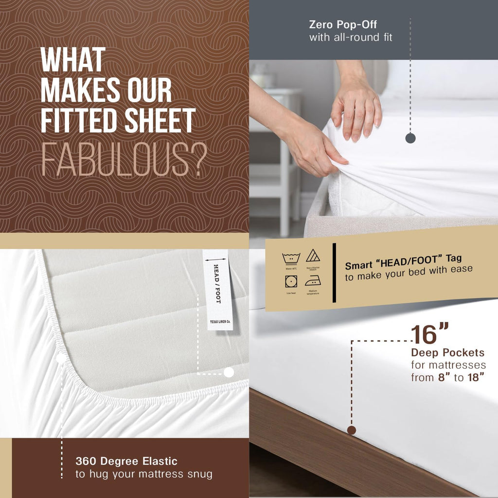 Egyptian Cotton Sheets Set - Everyday Bedding Sheet Set (4 PC, Light Blue), Soft & Durable, Cooling, 16"