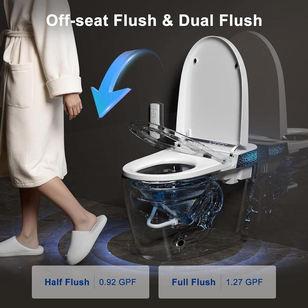 Smart Toilet with Bidet Built in, Elongated Bidet Toilet with Auto Soft Open/Close, Auto Flush