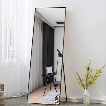 55"x20" Full Length Wall Mirror - Body and Bathroom Floor Mirror, Black, Wall-Mounted, Boho Decor, Large