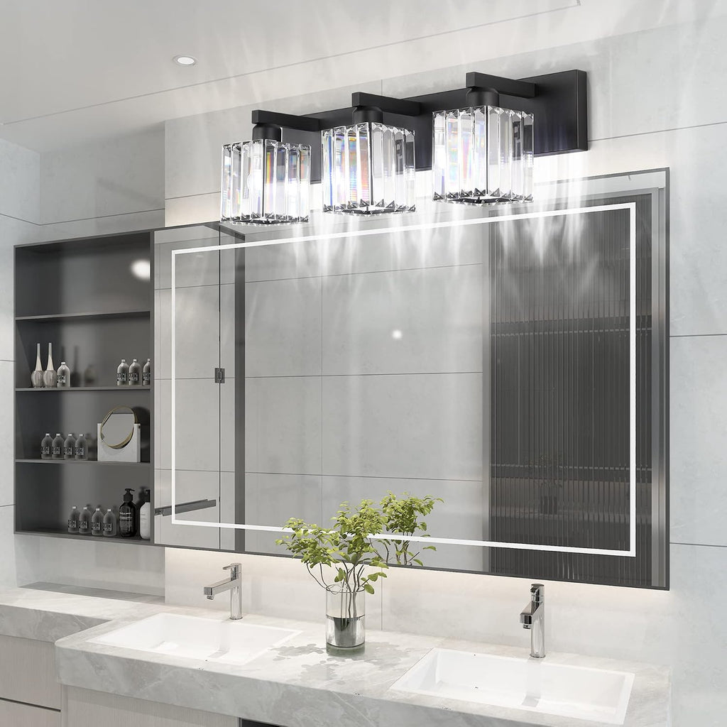 Black Vanity Light Bathroom Lighting Fixtures 3 Light Crystal Modern Bathroom Vanity Light (Exclude Bulb)