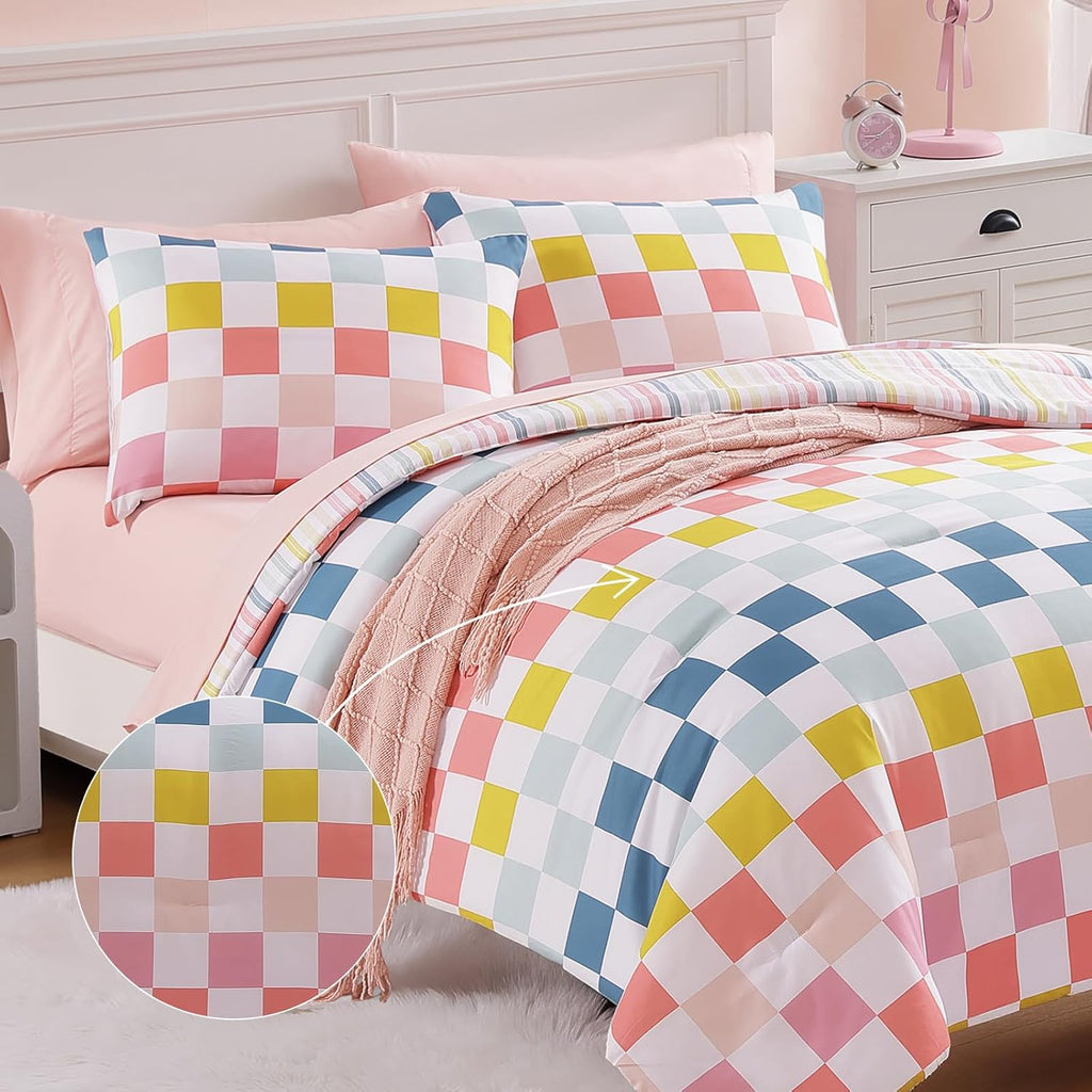Full Comforter Sets for Girls-7 Pieces Soft Full Bedding Sets - Set of 7