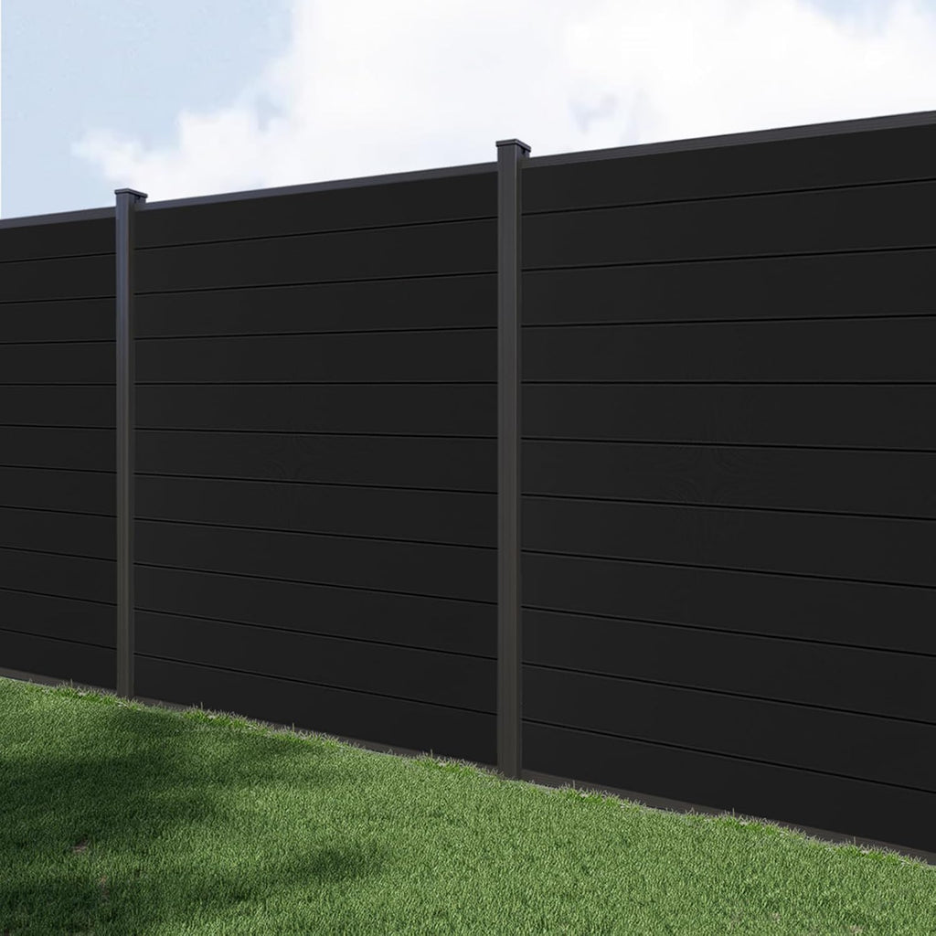 Aluminum Privacy Fence Panels for Outside, 6ft(W) x 7.6ft(H) Decorative Fence with 2 In-ground Posts, Wind Resistant