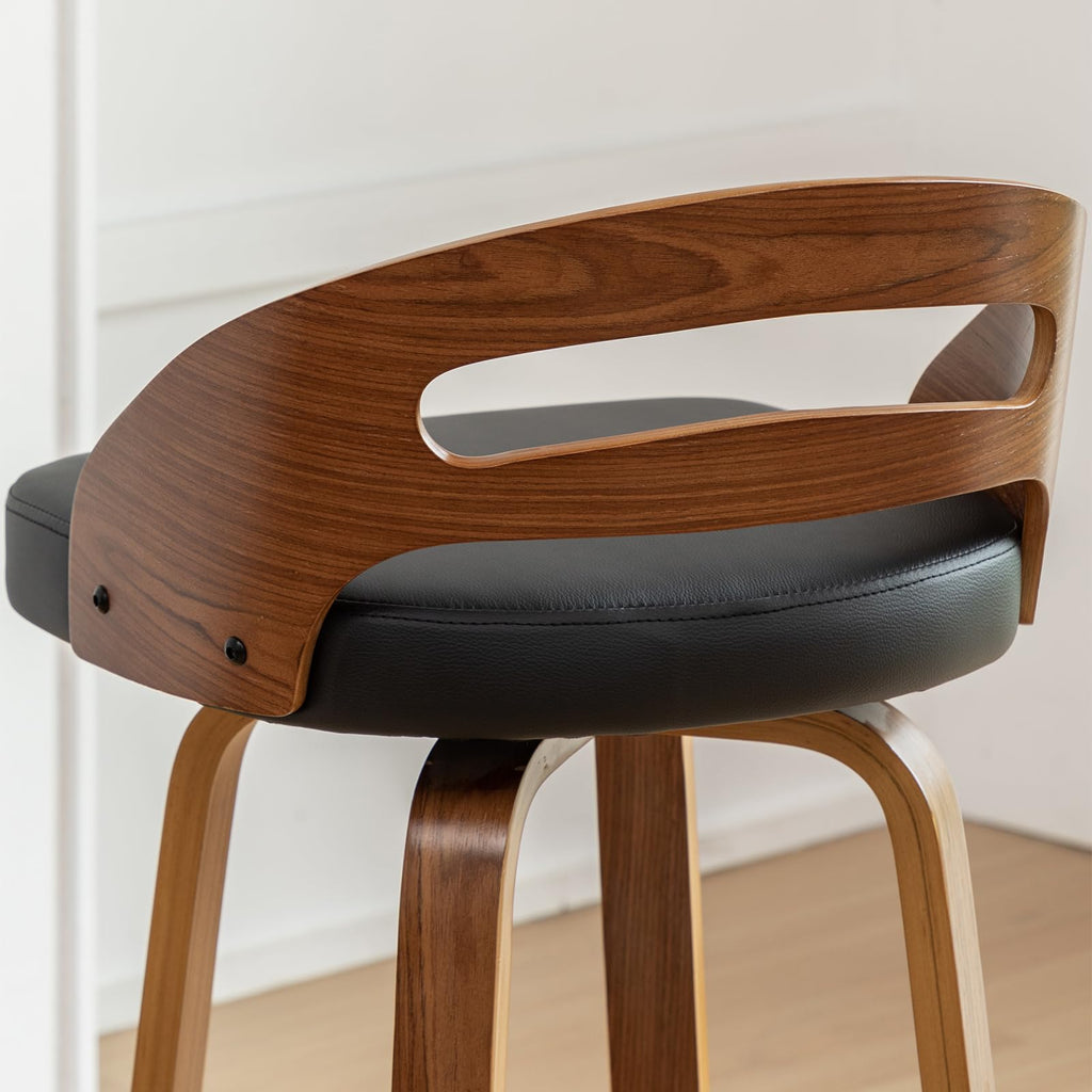 Bar Height Stools, Mid Century Swivel Bar Stools with Walnut Craftsmanship