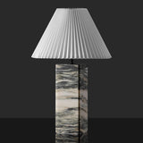 Mackenzie Cream/White Marble Square 25-inch Table Lamp Living Room Home Office Desk Nightstand (LED Bulb Included)
