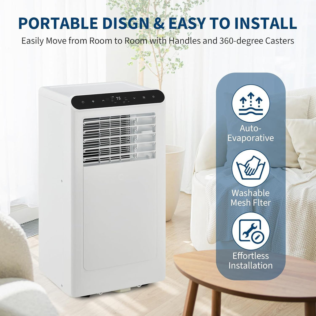 8,000 BTU Portable Air Conditioners, Portable AC Unit, Remote & Auto Evaporation, 4-in-1 Cooling Unit, Floor AC