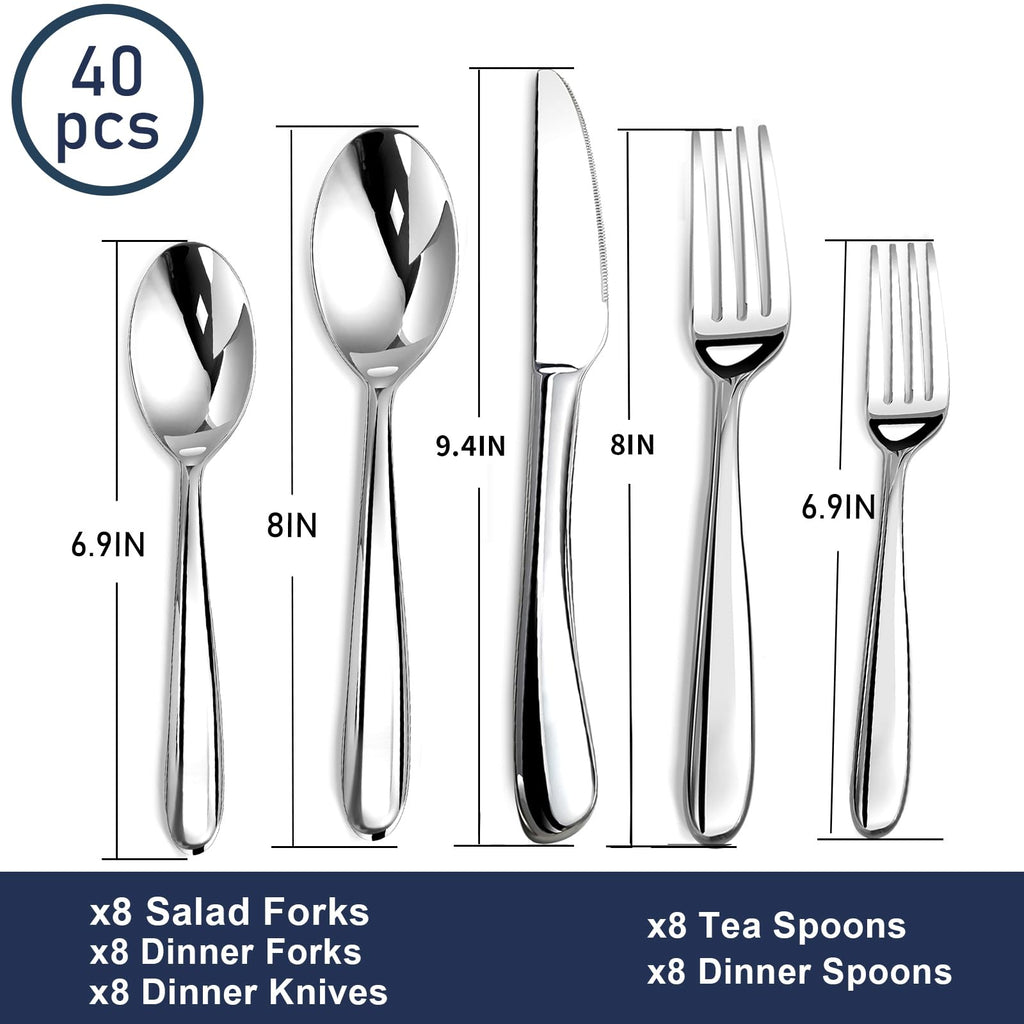 Heavy Duty Silverware Set for 8, Stainless Steel Flatware Cutlery Set