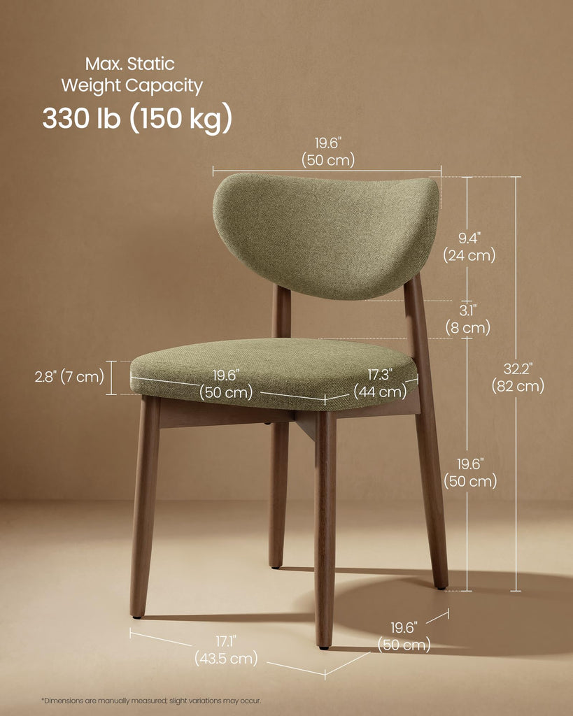 Wooden Set of 2, Upholstered Kitchen Chairs