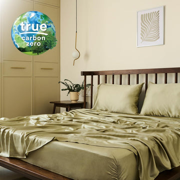 Certified 100% Tencel Eucalyptus Twin XL Lyocell Sheets|4 Piece Set|Sateen Weave|True Carbon Zero|Gentle to