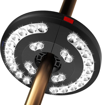 Rechargeable Patio Umbrella Light-28 LED White Umbrella Pole Light | 3 Brightness Modes Cordless Outdoor Light Table