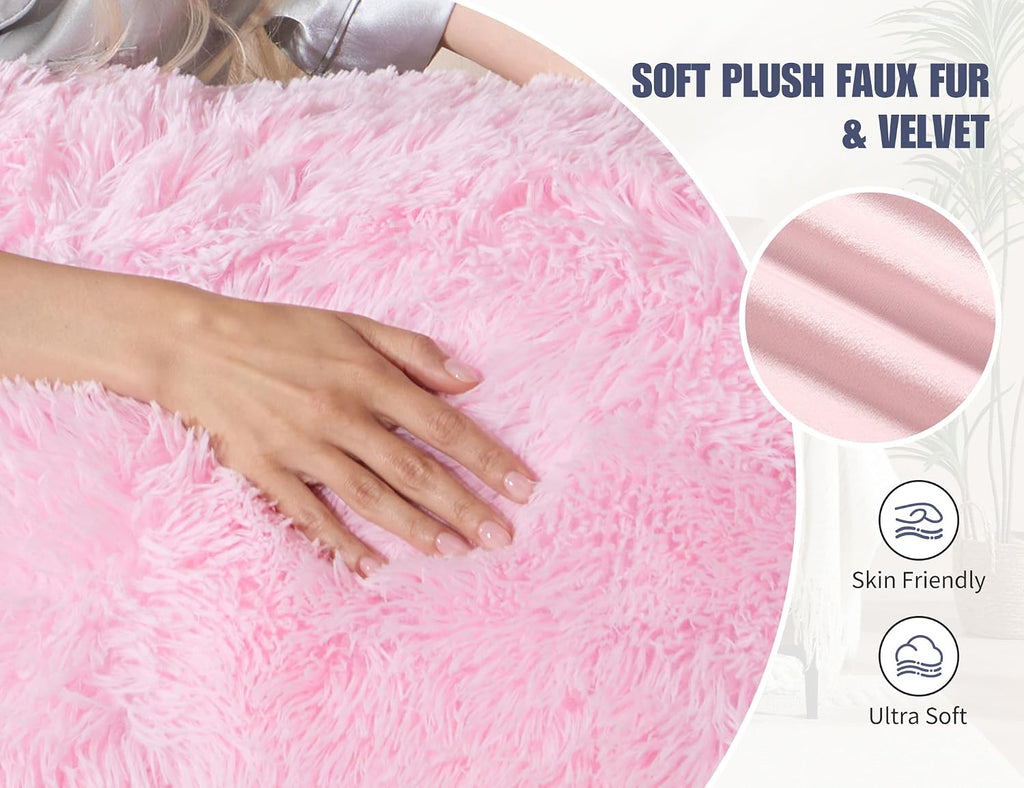 Fluffy Full Body Pillow, Long Pillow for Sleeping,Pink 20x54 | Large pillow, Removable Cover and Filling with Memory