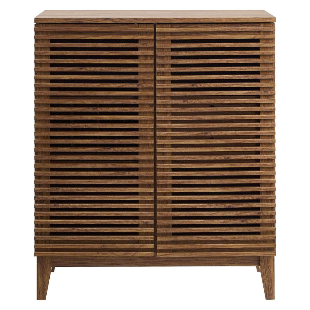 Render Mid-Century Modern Wine Rack Storage, Bar Cabinet, Walnut