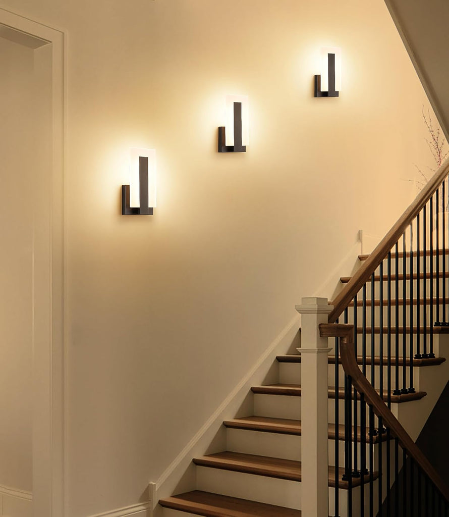 Modern LED Wall Sconce Dimmable Wall Mounted Lamp Set of 2, Black 3000K Warm White Wall Lamp, Hardwired Bathroom