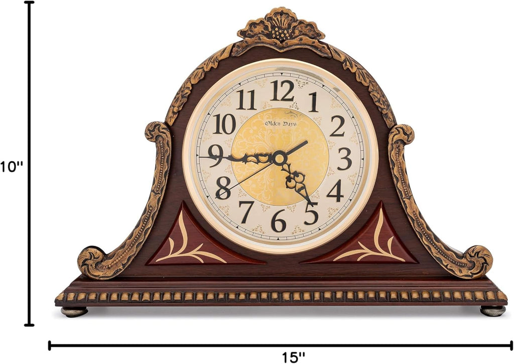 Mantel Clock with Real Wood, 4 Chime Options, Antique Vintage Design