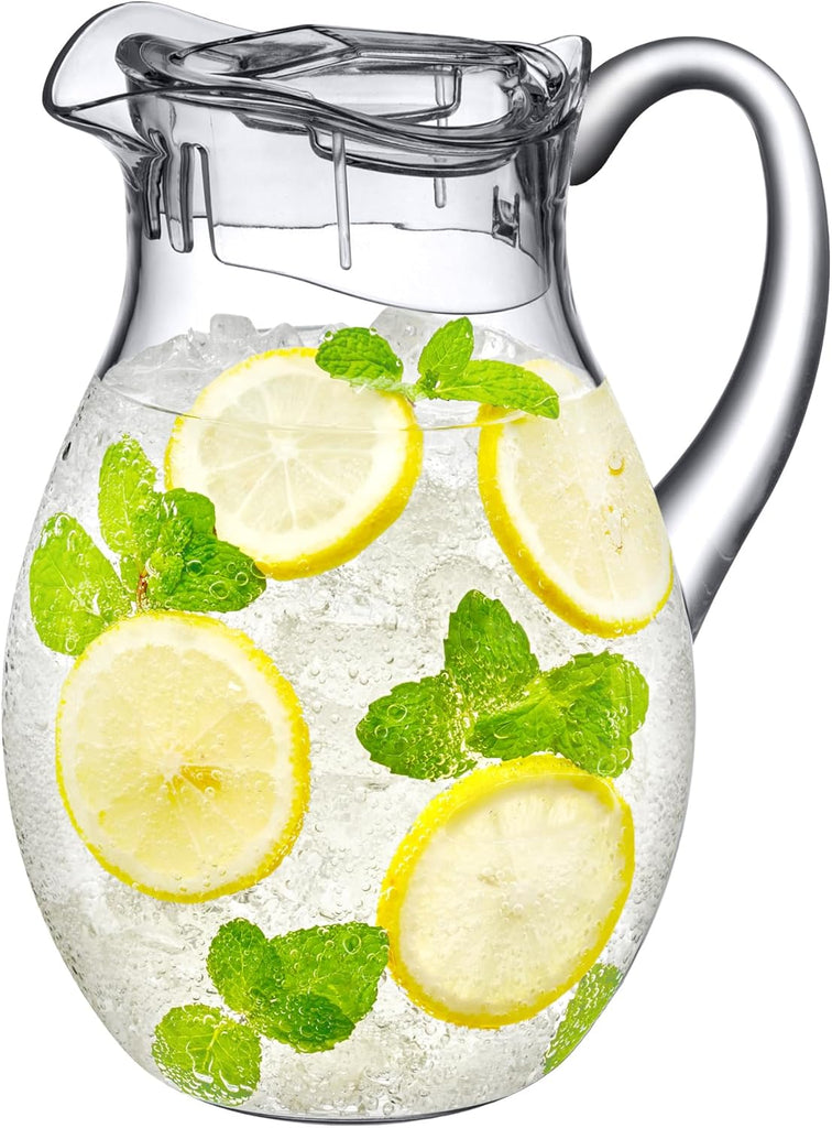 Bubbly - Plastic Pitcher (64 oz, 2 Quart), Clear Water Pitcher with Lid, Fridge Jug, BPA-Free, Shatter-Proof, Great