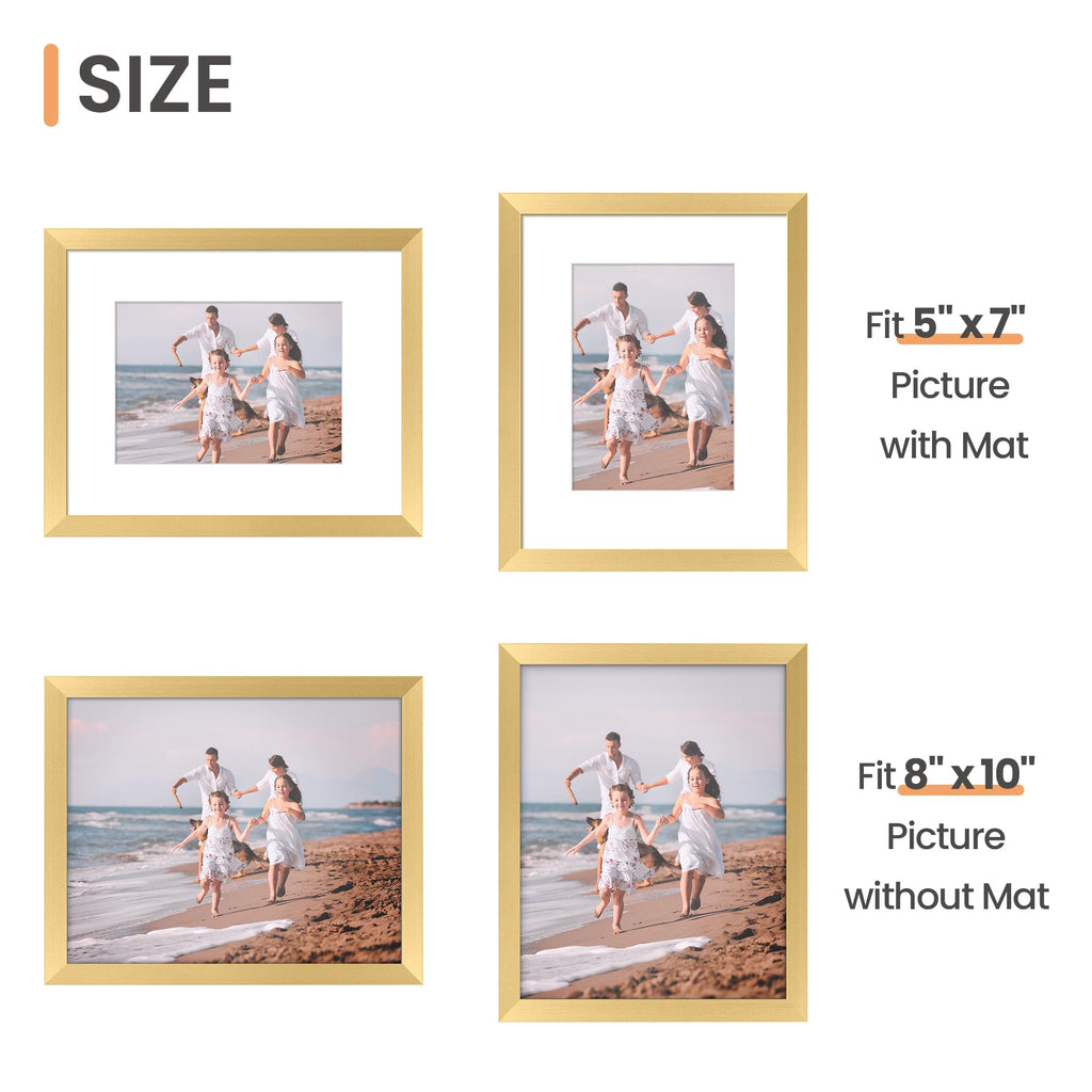 8x10 Picture Frames, Gallery Wall Frames Set of 5, Gold