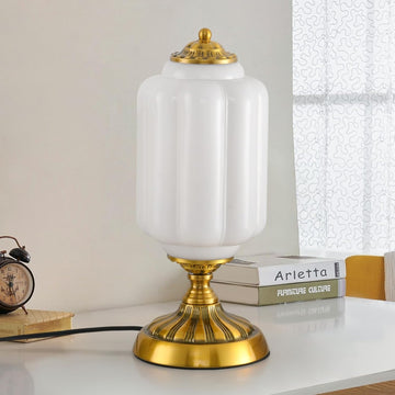 Vintage Milk Glass Table Lamp, Art Deco Mid Century Modern Bedside Lamp, Bedroom Nightstand & Living