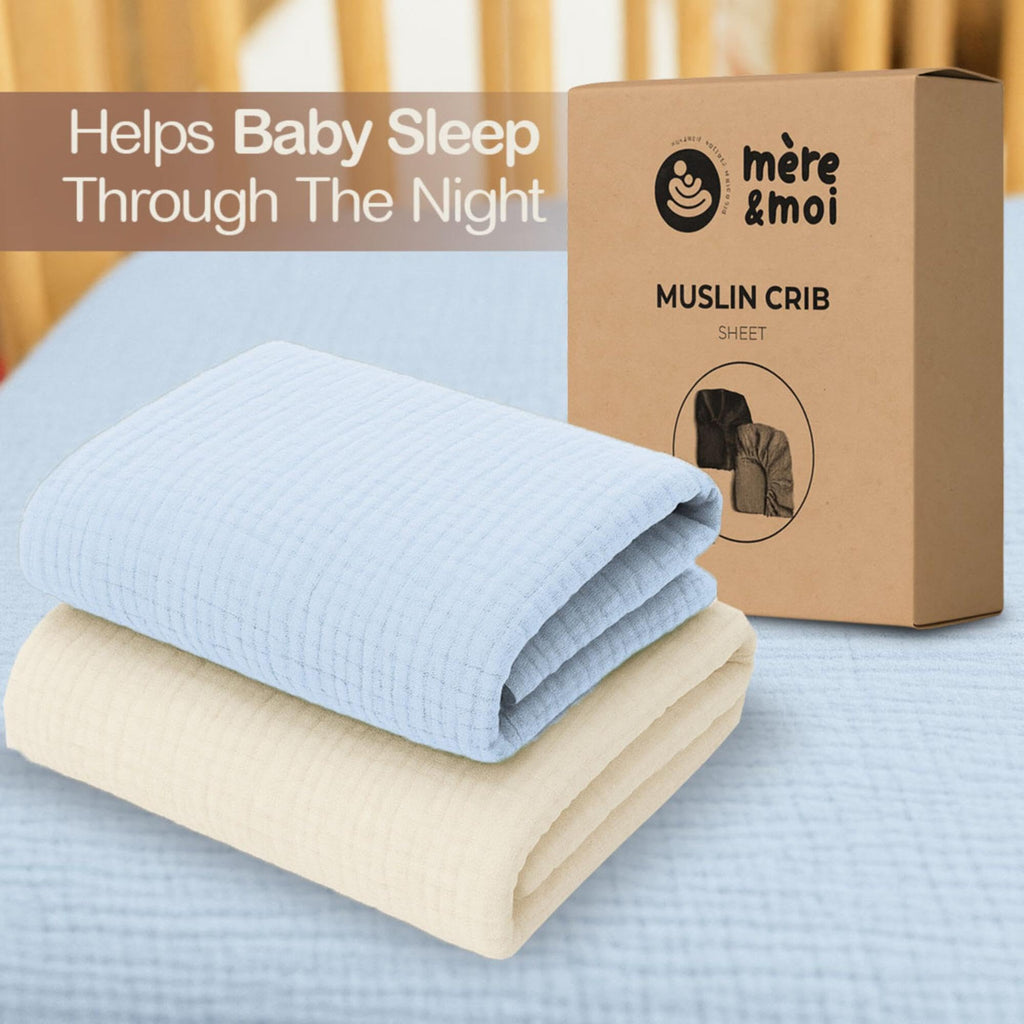 Mre & Moi 2 Pack Muslin Fitted Crib Sheets - 28x52-100% Cotton Bedding