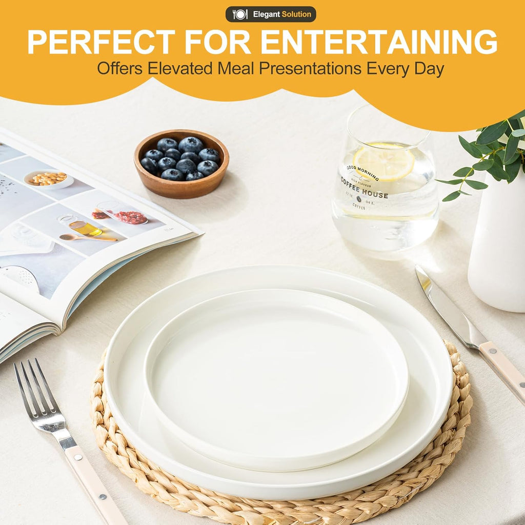 Plates and Bowls Sets, 12 Pieces Ceramic Dinnerware Set for 4, Stoneware Dishware Dishes Set