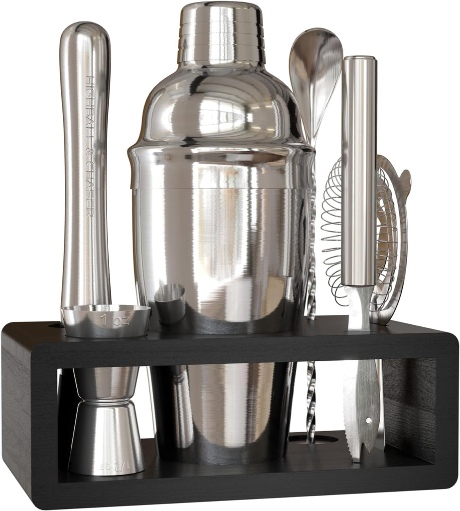 Cocktail Shaker Set: Bartender Kit Bar Mixology Cocktail Bar Set Plus E-Book with 30 Recipes (Silver)