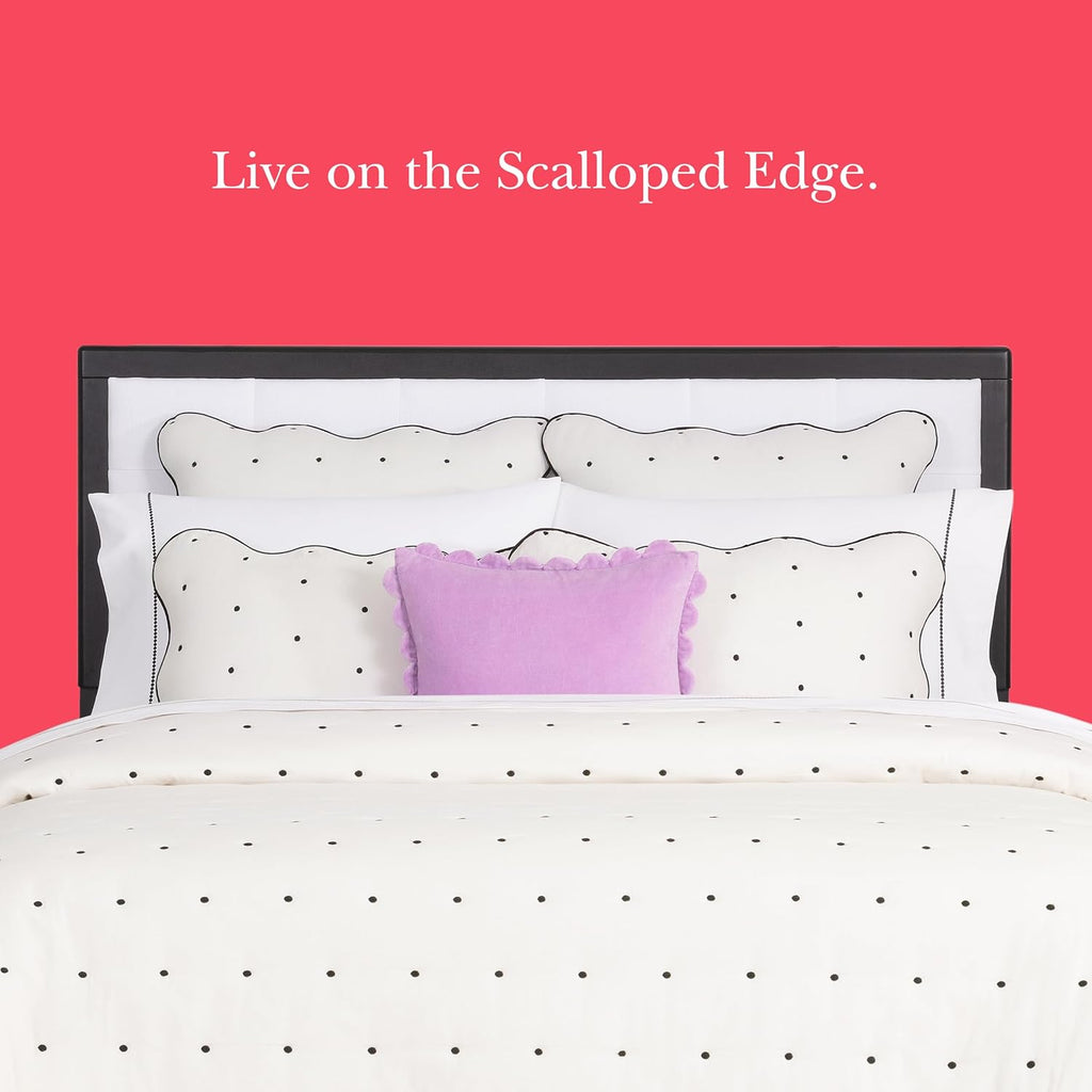 Kate spade new york Scalloped Edge Euro Sham, 26" x 26" Decorative Pillow Cover, Single 100% Cotton Cover, Machine