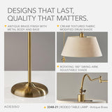 Antique Brass Table Lamp with Cream Fabric Shade