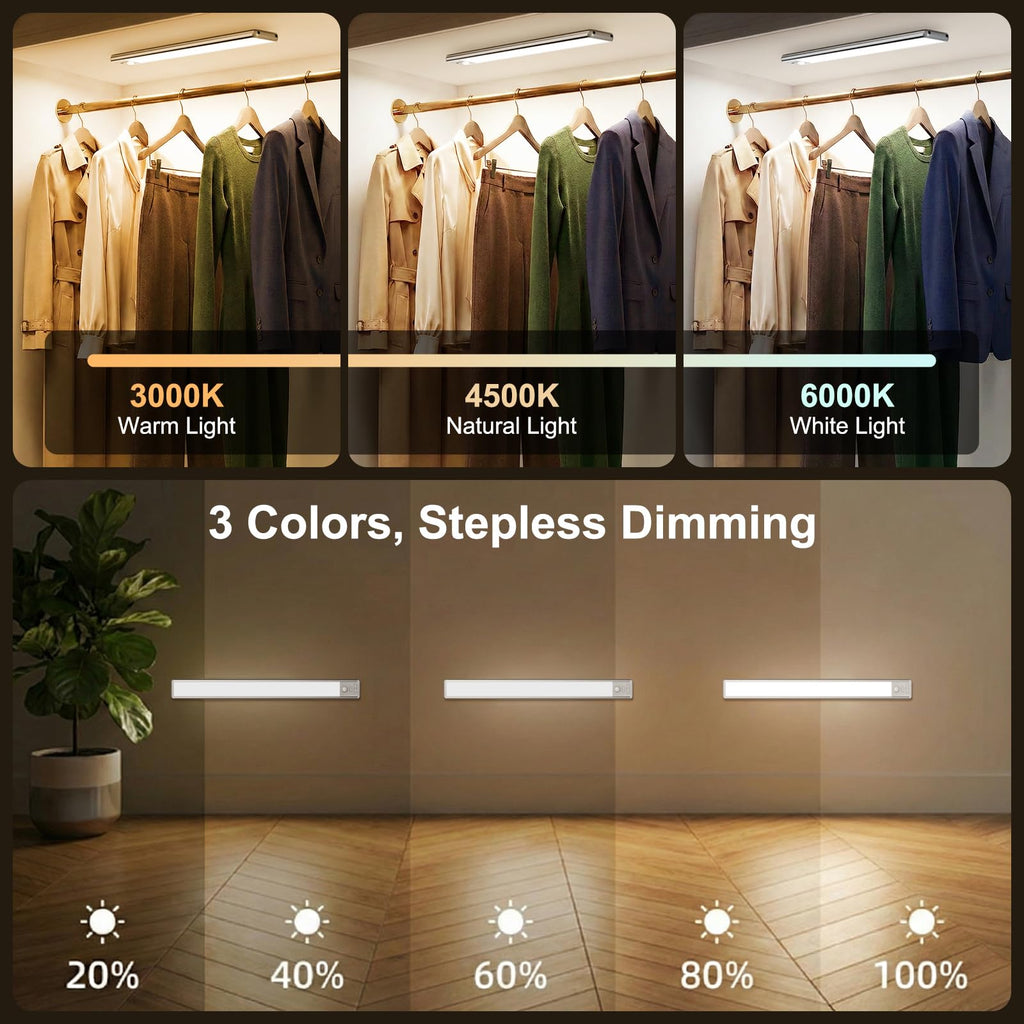 14.8inch Under Cabinet Lighting, LED Closet Lights, Motion Sensor Light Indoor, Battery Operated USB C Rechargeable
