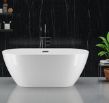 Freestanding Bathtubs 67 inch Acrylic Stand Alone Tub - White Finish with Chrome Drain, Deep Ergonomic Oval Soaking
