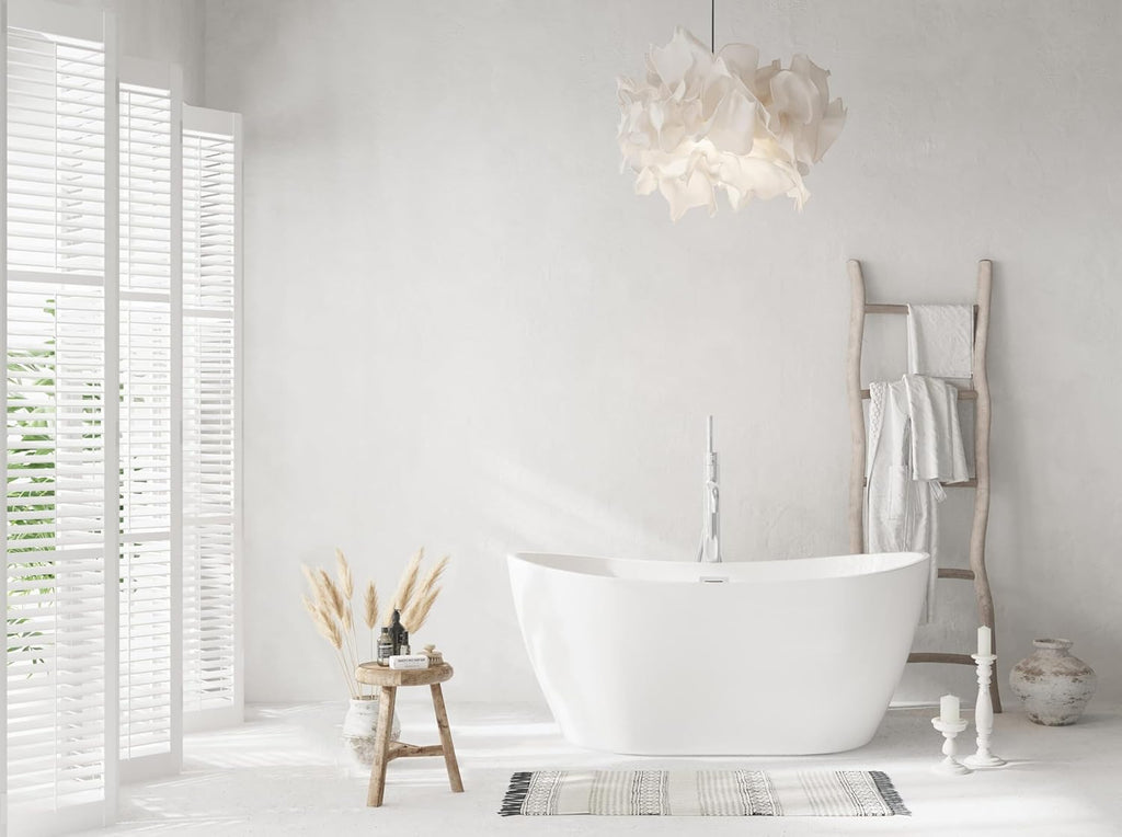 Elodie 54 Inch Soaking Double Slipper Bathtub, Modern Style, Glossy White