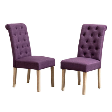 Habit Solid Wood Tufted Parsons Purple Dining Chair, Set of 2