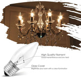 40W Incandescent Torpedo Tip Chandelier with Crystal Clear Incandescent Light Bulbs,Flame Tip Light Bulbs, CFL, LED &