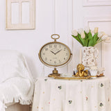 HOME Antique Table Clock, Gold Retro Desk Clock with Silent-Non-Ticking Battery Operated Rustic Desk Clock for