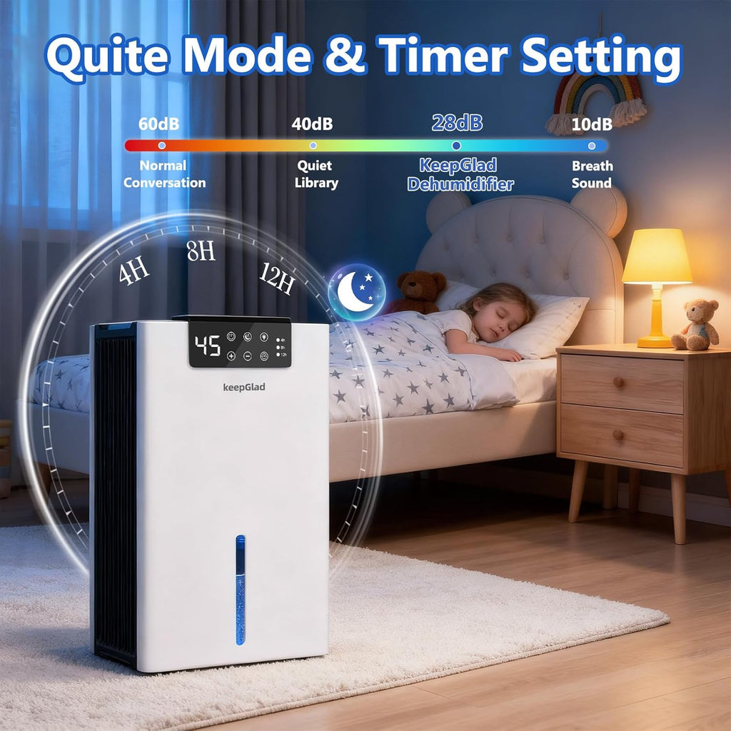 Dehumidifier, 98OZ Dehumidifiers for Home(1000sq.ft), Humidity Display Dehumidifier for Basement Bathroom Bedroom