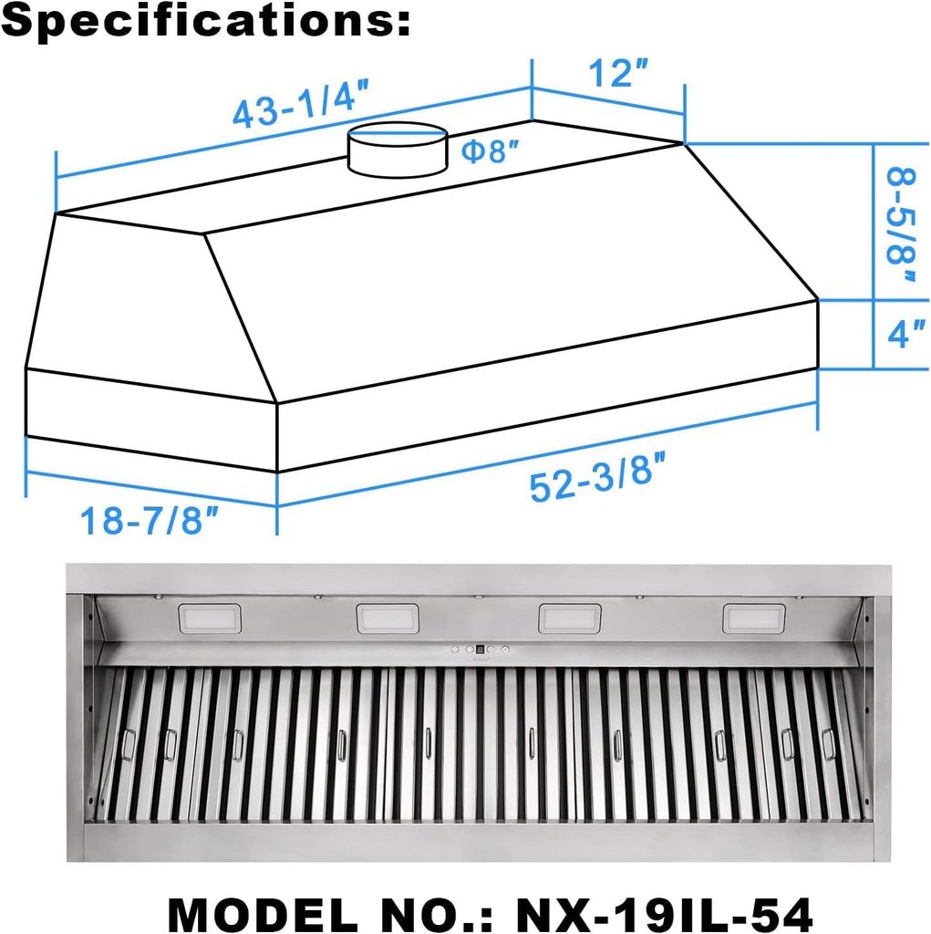 42 Inch Copper Island Mount Range Hood 610 CFM LED Lights Dishwasher-Safe Baffle Filters