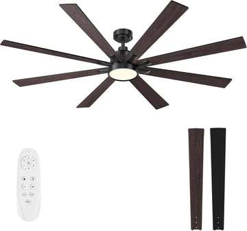 72" Ceiling Fan with LED Light and Remote - Brown and Black