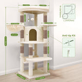 Corner Cat Tree, 51in Curved Series Modern Cat Tower for Indoor Cats with Hammock, 7 Sisal Scratching Posts
